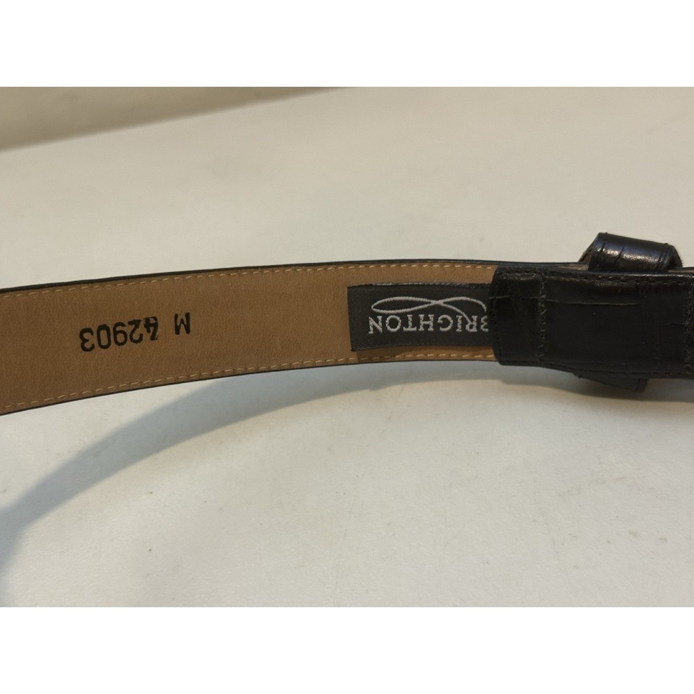 Vintage BRIGHTON Black Leather Belt Silver Heart Charms Sz M 35"L 42903 1996 - Picture 6 of 15